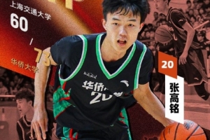 张高铭20投4中&amp;三分11中3&amp;罚球14中8 得全队最高19分10板